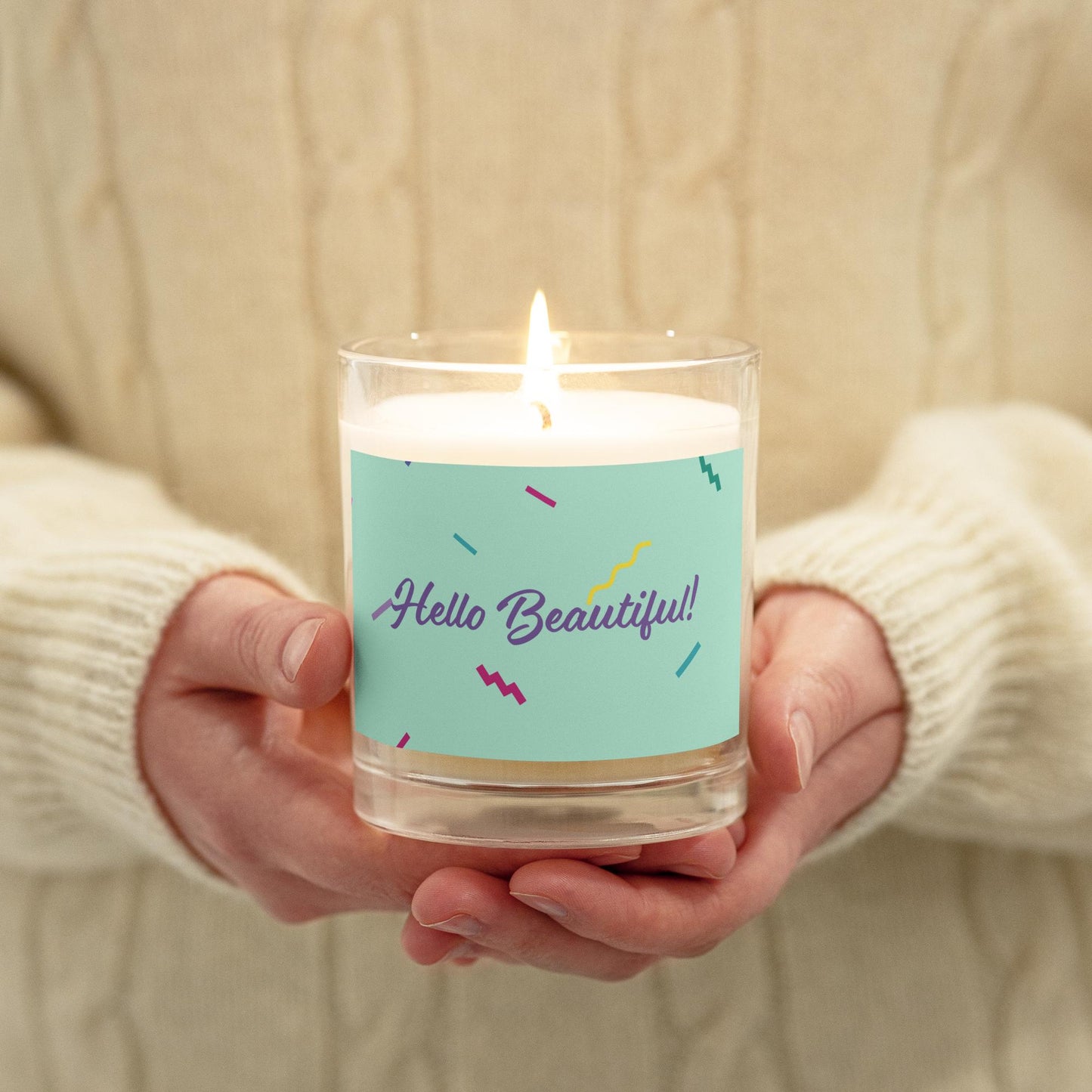 Hello Beautiful! Glass jar soy wax candle