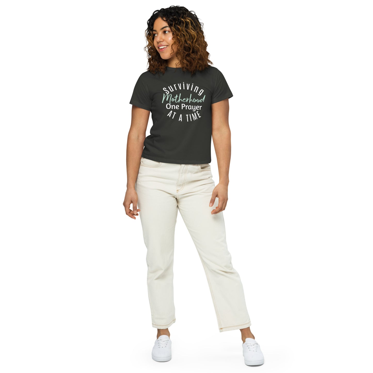 Women’s high-waisted 'Motherhood' t-shirt