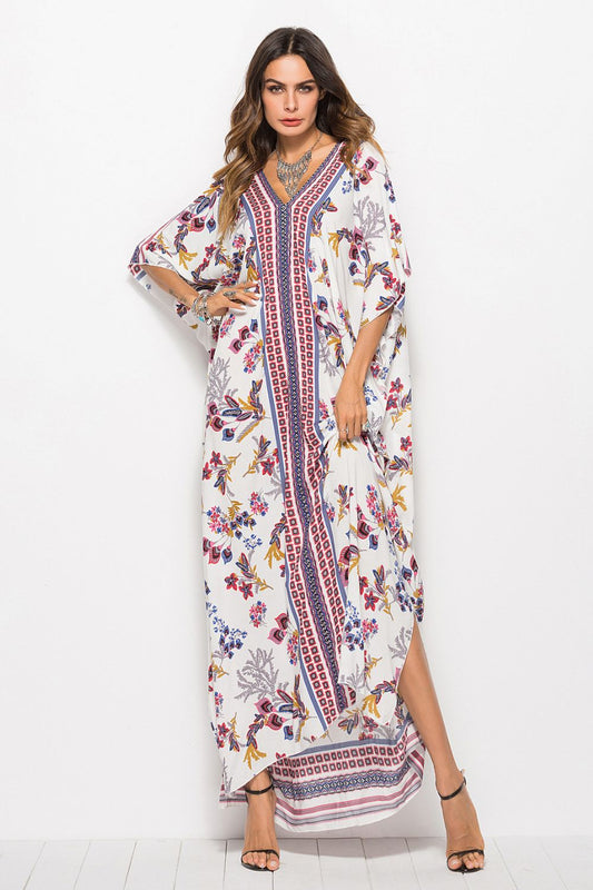 Floral V-Neck Dolman Sleeve Dress